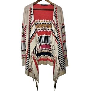 Kensie Multicolor Geometric Open Cardigan